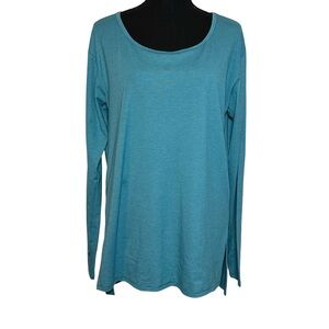 OGIO Teal Blue Scoop Neck Long Sleeve Athletic Activewear Shirt Top Size Large